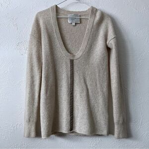Woolly Minded Low Scoop Neck In Oatmeal Wool Sweater SZ S